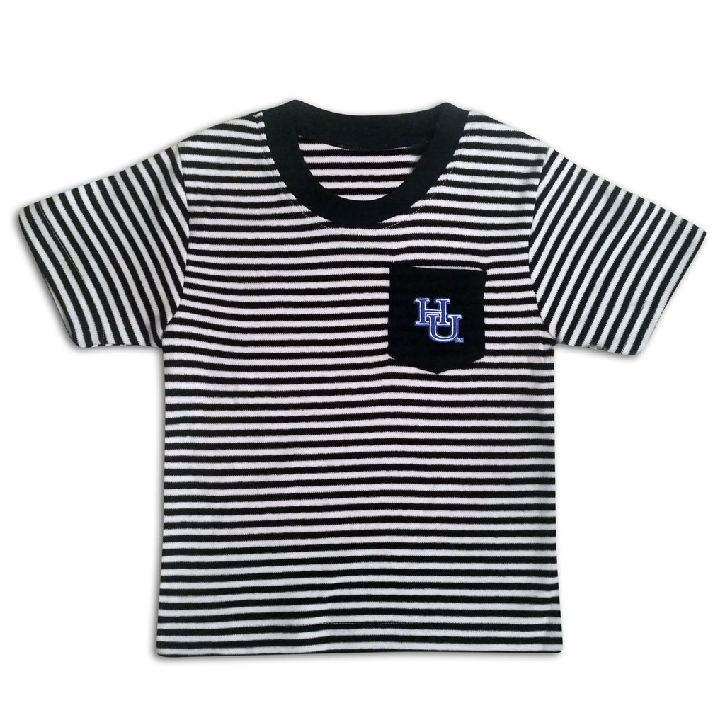 Hampton Black/White Striped Pocket Toddler Tee - HBCUprideandjoy