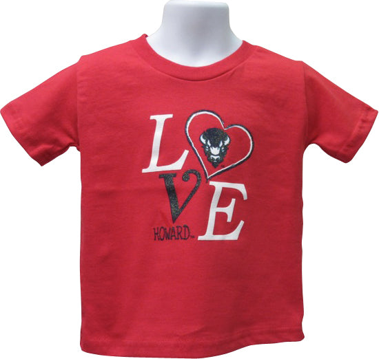 “LOVE” Howard University Girls’ T-Shirt with Bling - HBCUprideandjoy