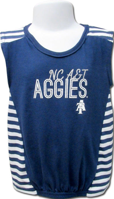 NC A&T Striped Princess Gather Front Tee